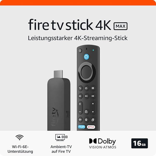 N/A Amazon Fire TV Stick 4K Max mit Wi-Fi 6E, Ambient-TV, 4K Ultra HD, Dolby Vision, HDR10+ und Dolby Atmos
