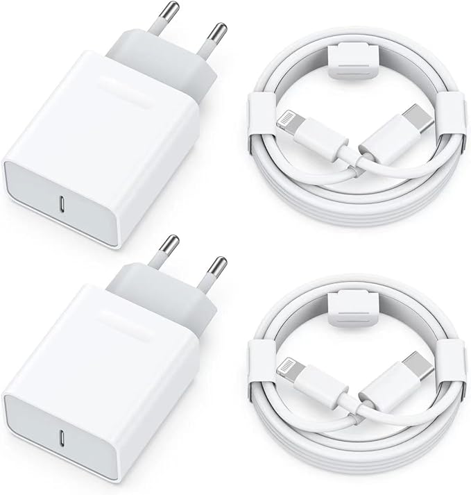 Ranengar 25W USB-C Schnellladegerät & Ladekabel 4-Pack für iPhone 14/13/12/11, inkl. 2x Netzteil & 2x 2M Kabel