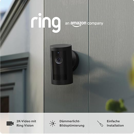 N/A Ring Außenkamera Plus Akku: Kabellose 2K-Überwachungskamera mit Ring Vision für Outdoor