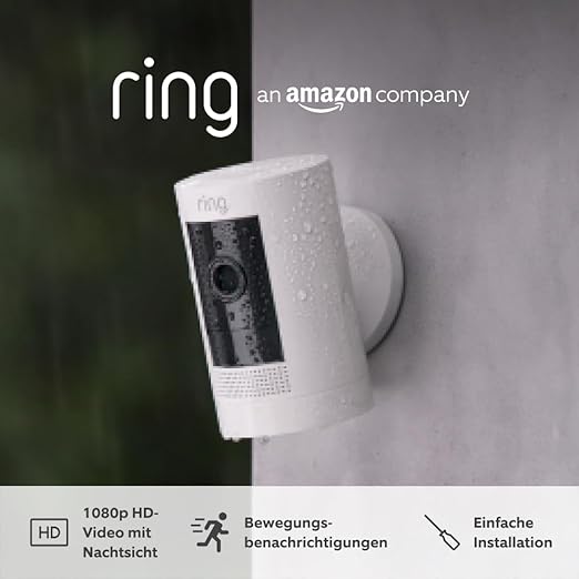 N/A Ring Außenkamera Akku (Stick Up Cam Battery) | WLAN-Überwachungskamera aussen mit 1080p HD, Nachtsicht, Gegensprechfunktion, Alexa-kompatibe