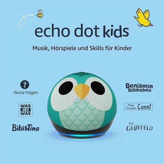 N/A Echo Dot Kids (Neueste Generation) | Smart Lautsprecher mit Alexa, WLAN & Bluetooth | 1 Jahr Amazon Kids+ inklusive | Eulen-Design