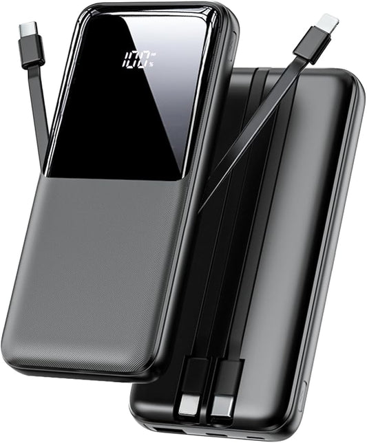 Shenzhen Joway Power Supply Co., Ltd. Shenzhen Joway Power Bank 26800mAh mit 22,5W Schnellladung, 4 Geräte gleichzeitig, LCD-Display & integrierten Kabeln, kompatibel mit iPhone