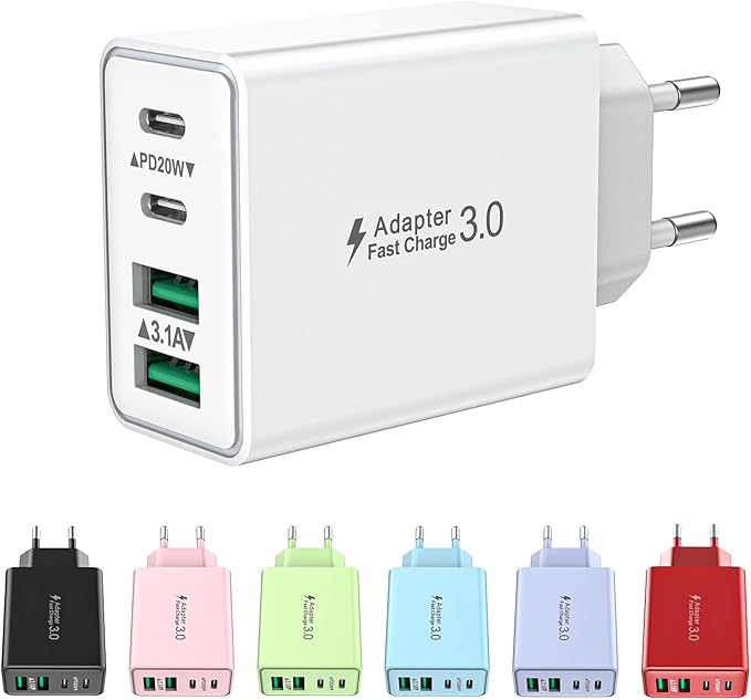 LumFocus 4-Ports USB-C Schnellladegerät PD3601-2A2C 40W Netzteil für iPhone 16/15/14, iPad, Samsung & Handys