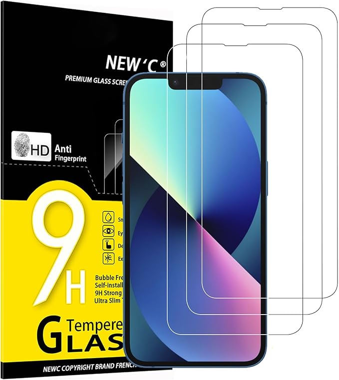 NEW'C 3x Panzerglas für iPhone 14/13/13 Pro (6,1 Zoll) 9H Härte HD Displayschutzfolie kratzfest – 2021