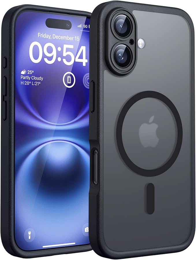 TOCOL Magnetische Hülle für iPhone 16 (6,1 Zoll) mit Kameraschutz, stoßfest & transparent