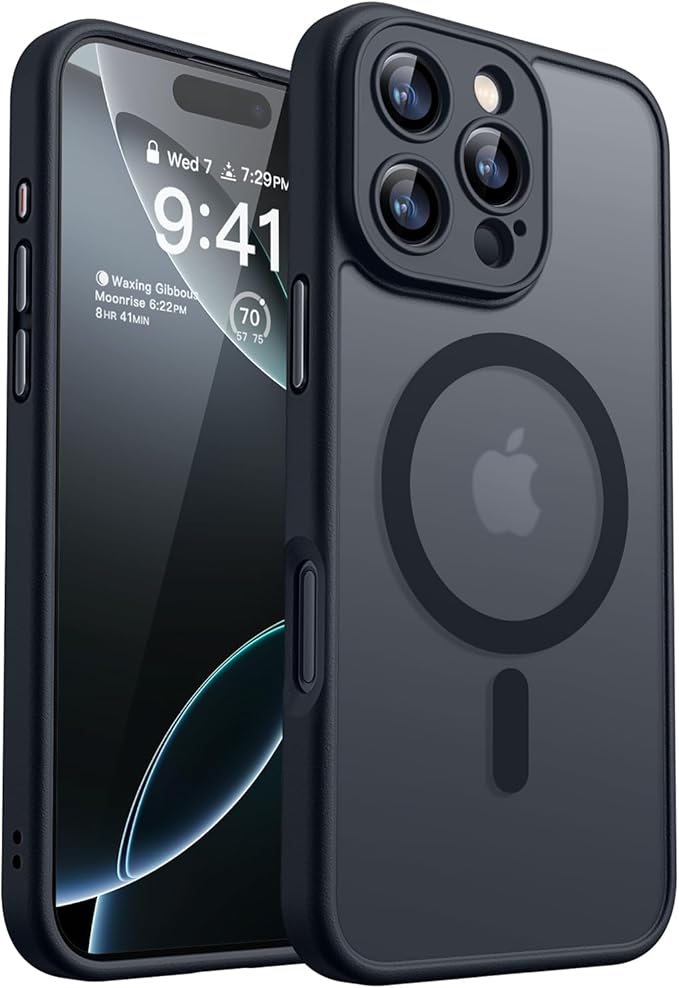 CANSHN iPhone 16 Pro Hülle mit Kameraschutz, Magsafe Magnetkraft, stoßfest & langlebig, Militärschutz, Schwarz