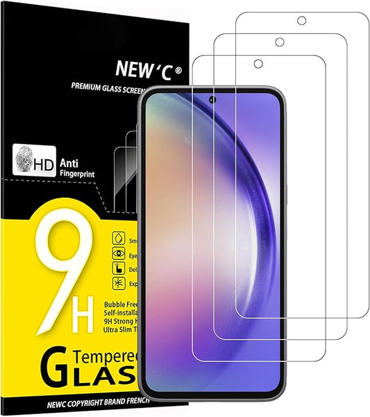 NEW'C 3x Panzerglas für Samsung Galaxy A54 5G, 9H Härte, HD Displayschutzfolie, kratzfest, einfach zu montieren – A54-5G