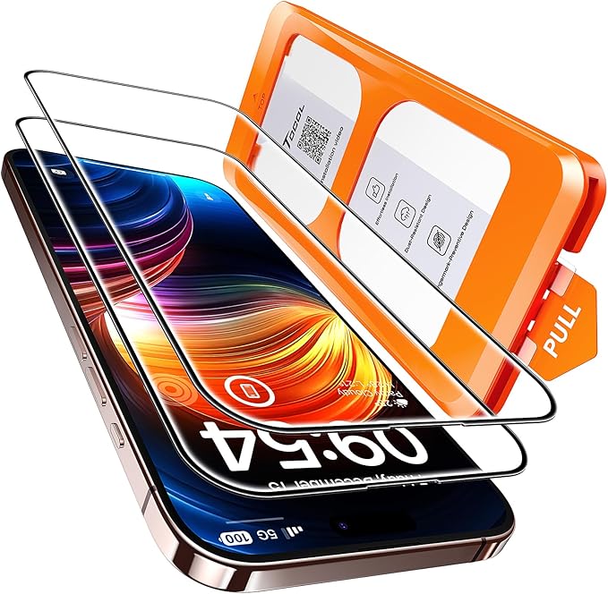 TOCOL Panzerglas Schutzfolie für iPhone 16 Pro Max 6,9 Zoll, 9H hart, stoßfest, kratzfest, Anti-Fingerabdruck, blasenfrei, 2 Stück
