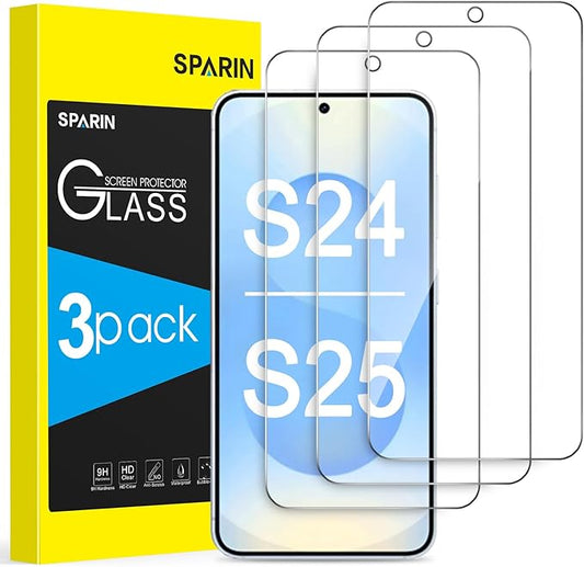 SPARIN 3er Pack Schutzglas für Samsung Galaxy S24 (6,2 Zoll) HD klar, 9H Härte, Fingerabdruck kompatibel