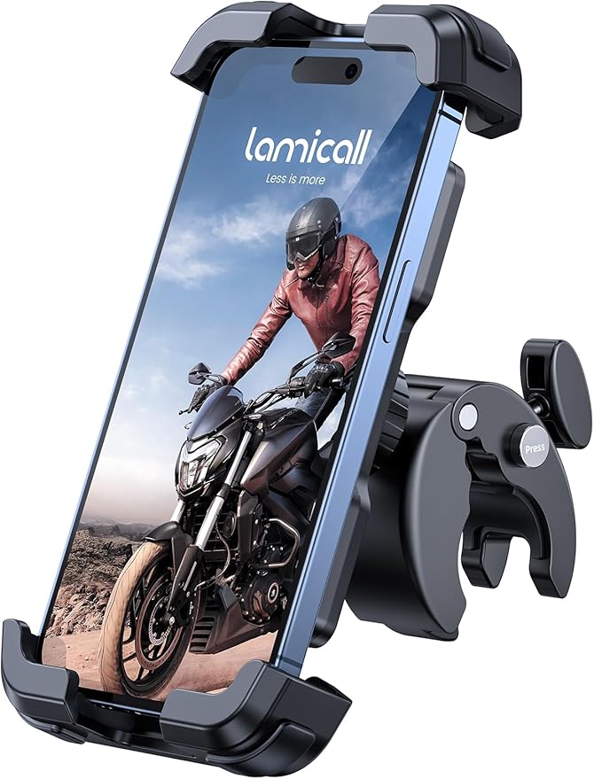 Lamicall BP07-EU-B Handyhalterung Motorrad & Fahrrad 2025 - Universal 360° Lenkerhalter für iPhone 16 15 14 Pro Max Samsung S23 Smartphone