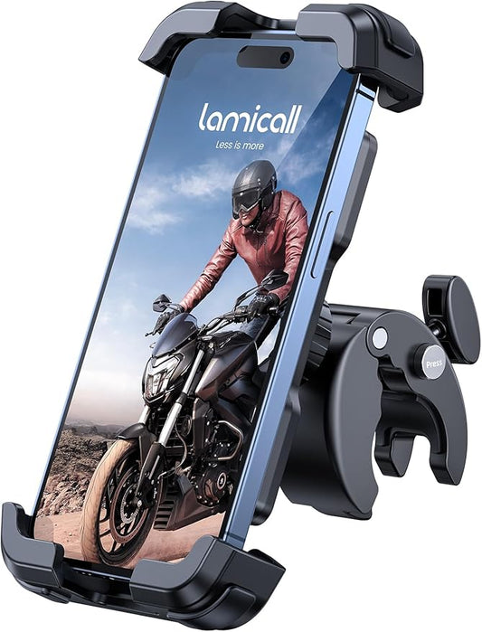 Lamicall BP07-EU-B Handyhalterung Motorrad & Fahrrad 2025 - Universal 360° Lenkerhalter für iPhone 16 15 14 Pro Max Samsung S23 Smartphone