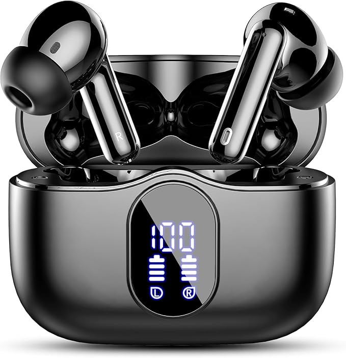 Dongguan Huien Electronic Technology Co.,Ltd Dongguan Huien LED- Bluetooth 5.4 Kopfhörer Kabellos, 40h Spielzeit, ENC, IP7 wasserdicht, Sport In-Ear mit 4 Mikrofonen