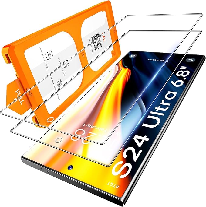 Ja Auslaufartikel (Produktion durch Ja Auslaufartikel Panzerglas für Samsung Galaxy S24 Ultra, 2 Stück HD-Hartglasfolie mit Auto-Installation, kratzfest, Anti-Fingerabdruck