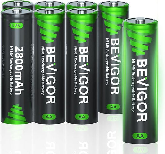GUANGZHOU NICE BATTERY TECHNOLOGY CO., LTD BEVIGOR AA Akku Batterien 2800mAh 1.2V NiMH wiederaufladbar 8 Stück vorgeladen hohe Kapazität