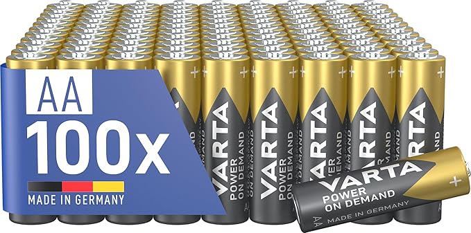 VARTA AA Alkaline Batterien 100 Stück Power on Demand 1,5V Vorratspack für Smart Home Geräte & Computerzubehör – 36488