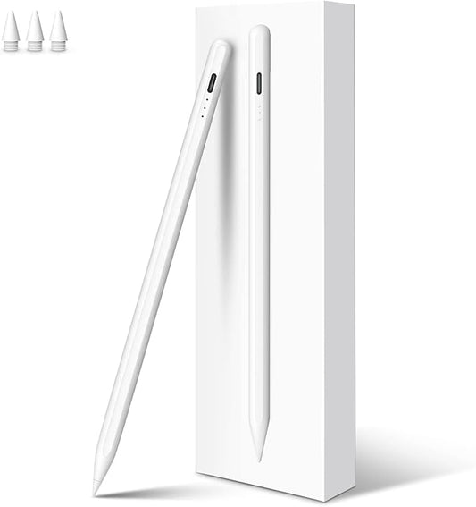 MEKO Stift für Apple iPad 2018-2025 mit Schnellladung, Palm Rejection und Neigungssensitivität, Weiß – KCZDB-WH