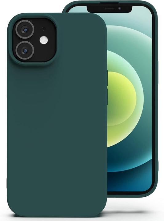 Zuvirelx Silikon-Hülle für iPhone 12/12 Pro (2024) - Schlank, Staubbeständig, Taschentauglich in Tiefgrün