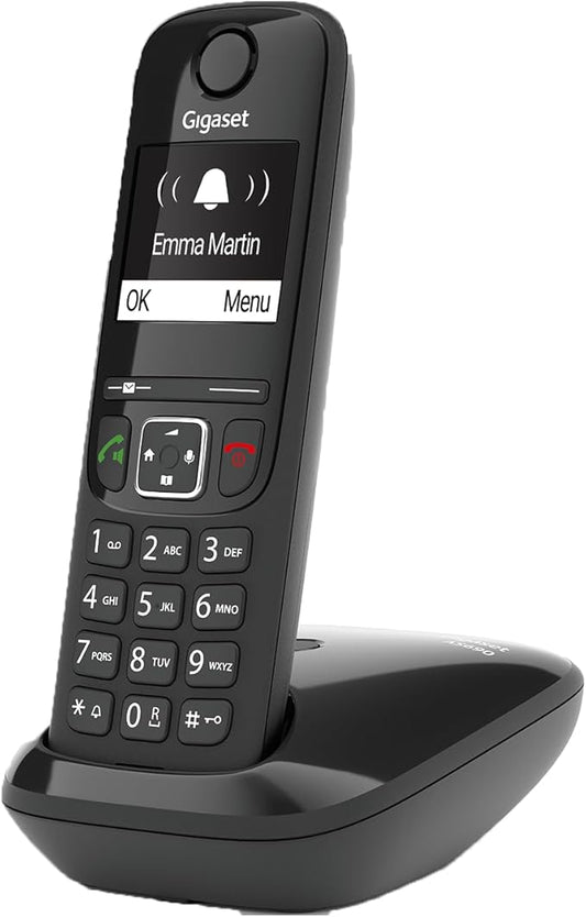 Gigaset AS690 Schnurloses DECT-Telefon mit großem Display, brillanter Audioqualität & Anrufschutz, schwarz