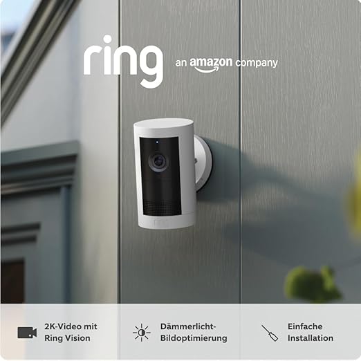 N/A Ring Außenkamera Plus Akku: Kabellose 2K Überwachungskamera mit Ring Vision für Outdoor