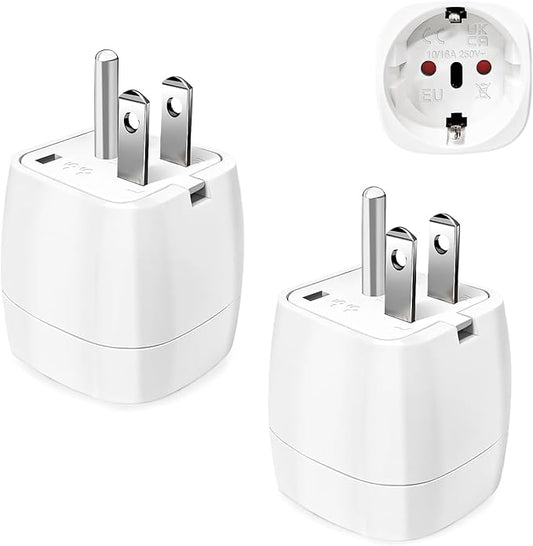 Vutizal 2er-Set Reiseadapter USA 2023 für EU zu Amerika/Kanada/Mexiko/Thailand