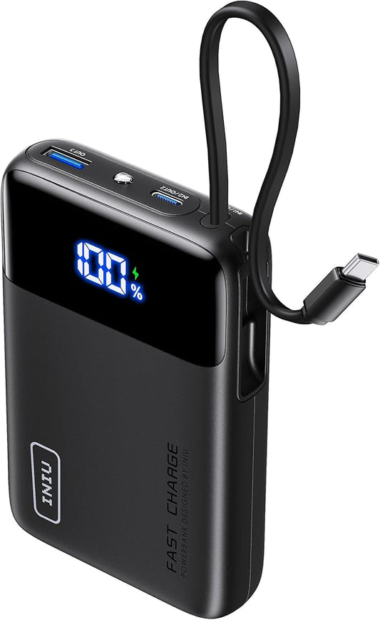 Shenzhen Topstar Industry Co.,Ltd. INIU 45W Power Bank P51L, 20000mAh mit integriertem USB-C Kabel, kompakt für iPhone 16 15 14 13 Laptop Samsung Xiaomi iPad