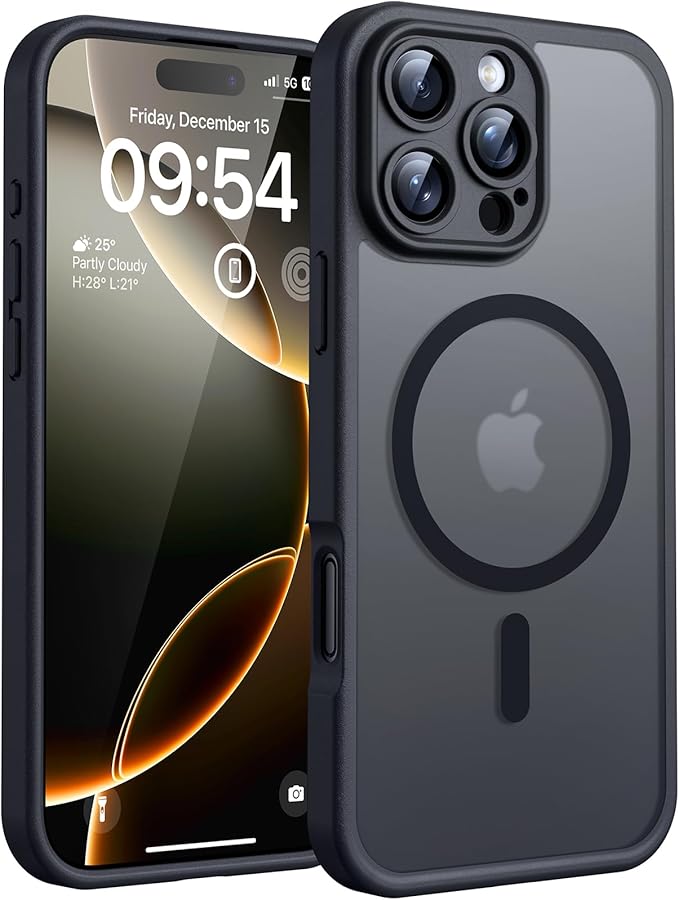 TOCOL Magnetische Hülle für iPhone 16 Pro (6,3 Zoll) mit Kameraschutz, stoßfest, transparent, MagSafe kompatibel