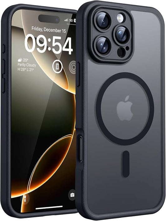 TOCOL Magnetische Hülle für iPhone 16 Pro (6,3 Zoll) mit Kameraschutz, stoßfest, transparent, MagSafe kompatibel