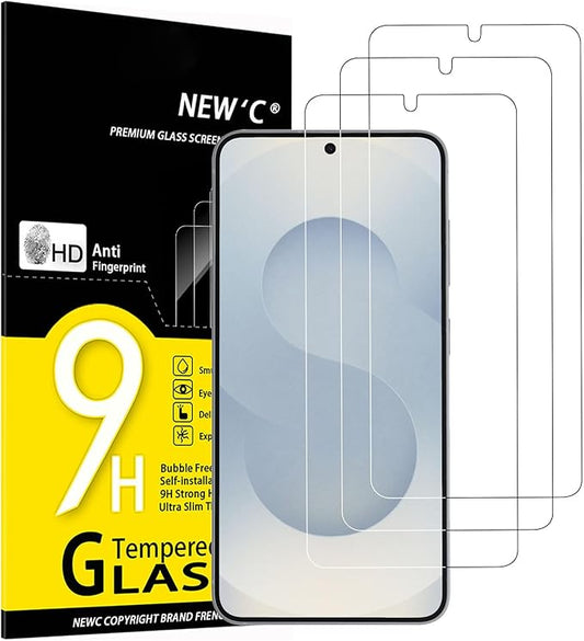 NEW'C 3x Panzerglas für Samsung Galaxy S25 (2024) 9H Härte HD Displayschutzfolie ultraklar kratzfest ölabweisend