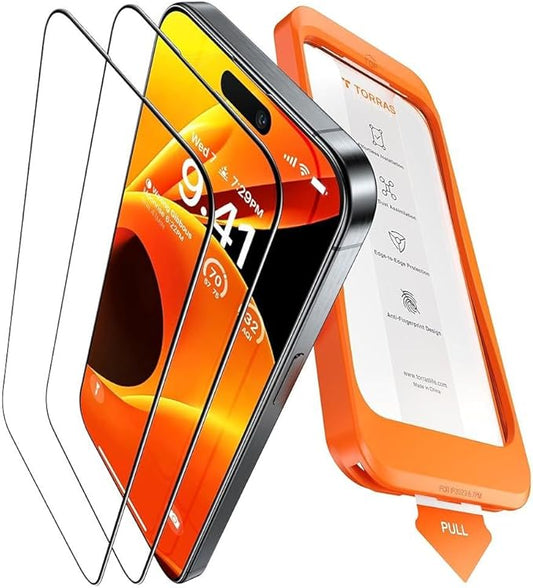 Nein Auslaufartikel (Produktion durch TORRAS Panzerglas für iPhone 16 Pro [Full Screen] 9H+ Schutzglas mit Auto-Installation, Anti-Fingerabdruck, 2 Stück