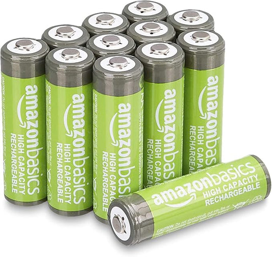 Amazon Basics 12er-Pack AA-NiMH-Batterien 2400 mAh, wiederaufladbar bis zu 400x, vorgeladen – 240AAHCB