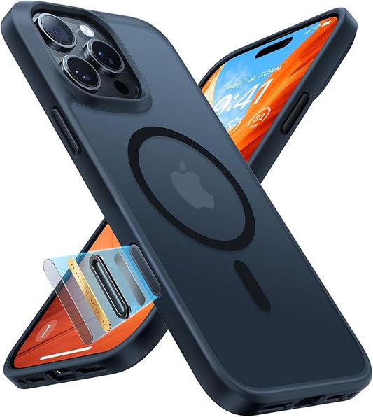 TORRAS Guardian-Mag Hülle für iPhone 16 Pro: Stoßfest, MagSafe, matt schwarz