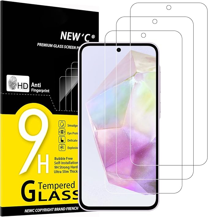 NEW'C 3x Panzerglas für Samsung Galaxy A36 5G, 9H Härte, HD Displayschutzfolie, ölabweisend, einfach zu montieren – A36-5G