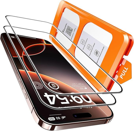 TOCOL Panzerglas Schutzfolie für iPhone 16 Pro, 9H Härte stoßfest kratzfest Anti-Fingerabdruck, blasenfrei, kompatibel mit Hülle, 2 Stück