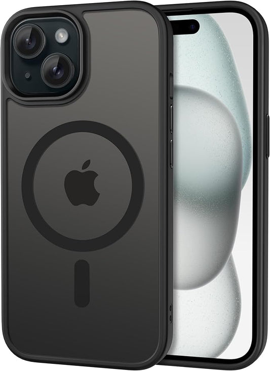 CACOE iPhone 15 Hülle mit MagSafe, Kameraschutz, stoßfest & magnetisch, transluzent – 03PGIP15