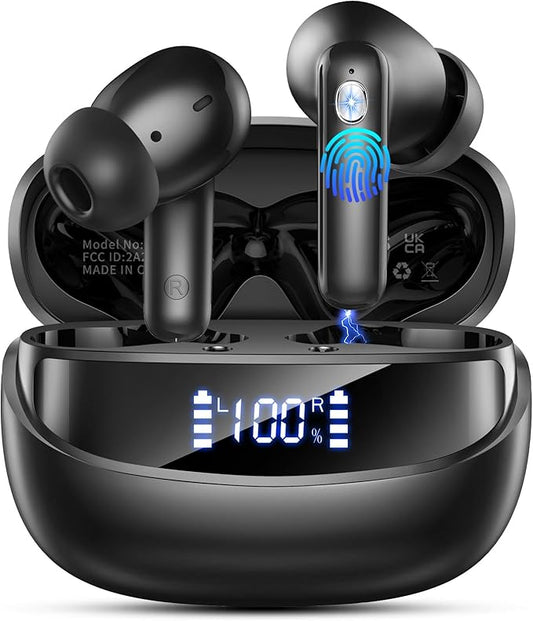 Nerunsa Bluetooth Kopfhörer Kabellos 5.4 mit 50h Spielzeit, ENC Noise Cancelling, IP7 wasserdicht, LED-Anzeige, HiFi Stereo Sound