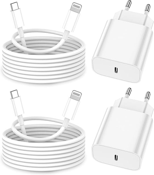 FEEL2NICE 25W iPhone Ladegerät & MFi-Lightning Kabel 2er Set, USB-C Schnellladung für iPhone 14 13 12 11 Pro Max XS XR X 8 iPad – 15T25W