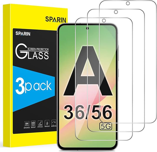 SPARIN 3x Panzerglas für Samsung Galaxy A36/A56 5G (6,7 Zoll) | 9H Härte | HD klar | Kratzfest