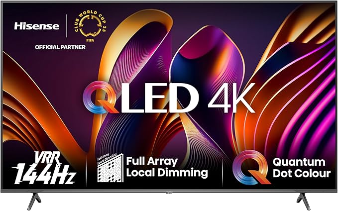 Hisense 55E7NQ Pro 139 cm (55 Zoll) 4K UHD QLED Smart TV, Triple Tuner, Dolby Vision IQ Atmos, 144Hz VRR, Game Mode Pro, Alexa, 2024