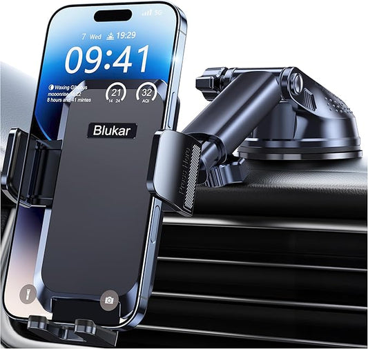 Blukar K9788 Handyhalterung Auto 12V mit Ein-Knopf-Release, 360° drehbar für 4-7 Zoll Smartphones