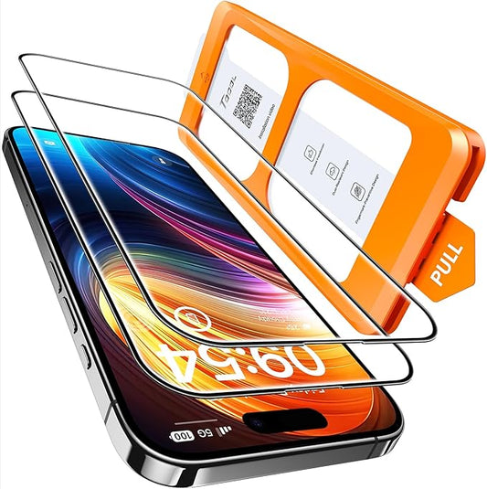 TOCOL Panzerglas für iPhone 16 mit Kameraschutz, 9H stoßfest, kratzfest, Anti-Fingerabdruck, blasenfrei, kompatibel mit Hülle, 2 Stück